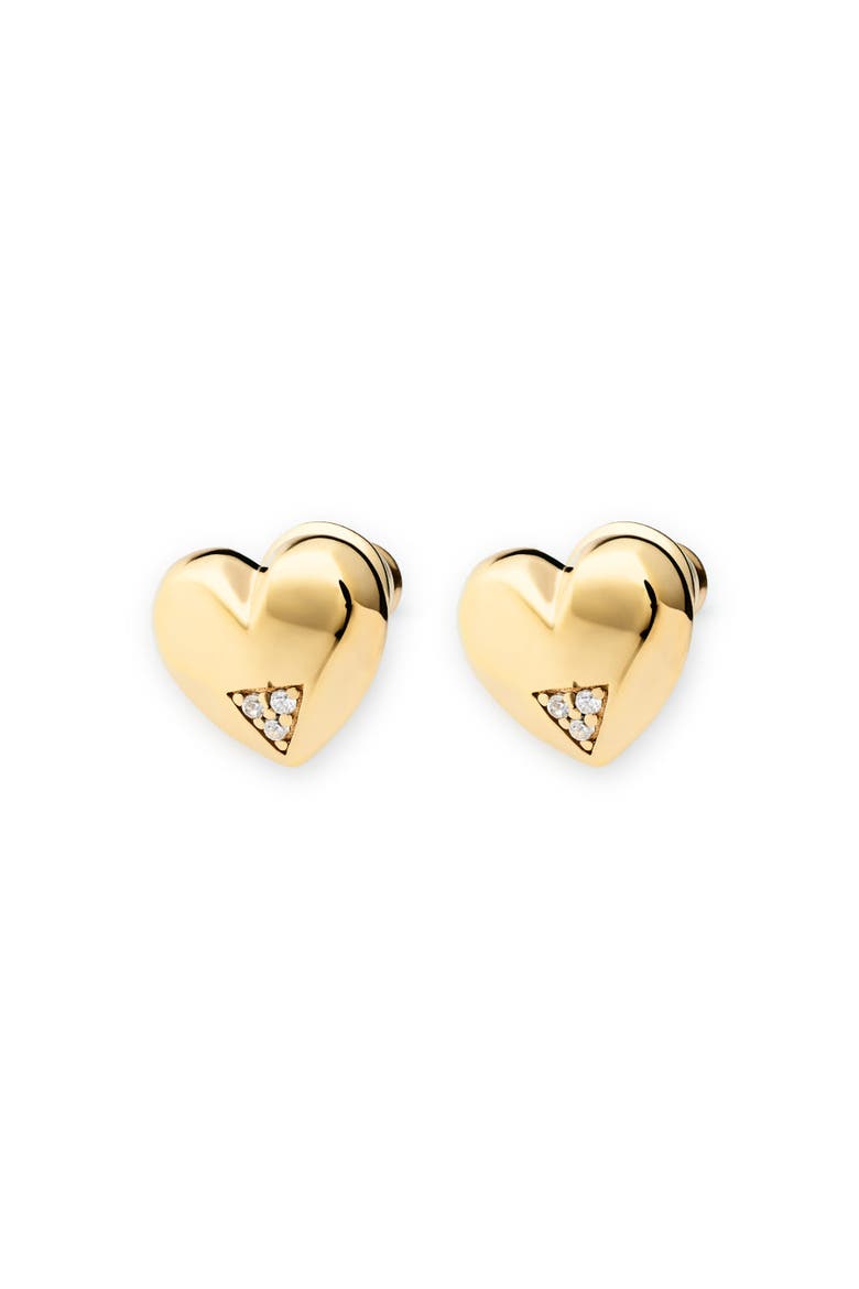 Art Deco Hearts Studs, Main, color, Gold Vermeil