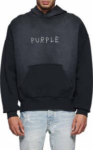 PURPLE BRAND Oversize Studded Logo Heavyweight Fleece Hoodie