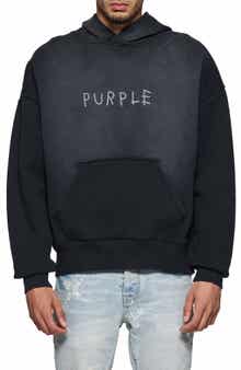 PURPLE BRAND Oversize Studded Logo Heavyweight Fleece Hoodie