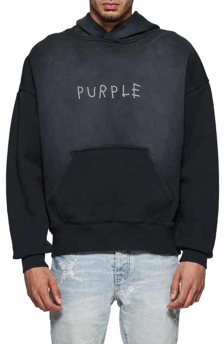 PURPLE BRAND Oversize Studded Logo Heavyweight Fleece Hoodie