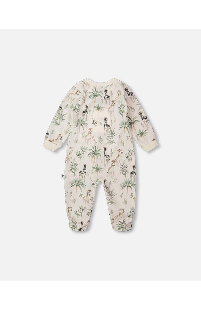 Deux par Deux Organic Cotton Jersey Animal Footed One-Piece Pyjama, Alternate, color, Beige Zebra Print