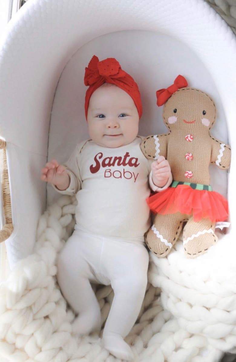 Tenth & Pine Santa Baby Organic Cotton Long Sleeve Bodysuit, Alternate, color, 
