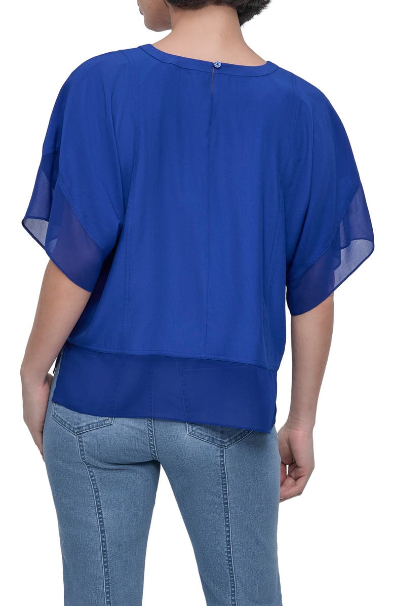 DKNY Mixed Media Dolman Sleeve Top, Alternate, color, Atlantic Blue