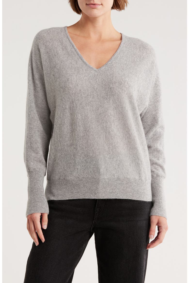 Cashmere V-Neck Dolman Sweater, Main, color, FLANNEL