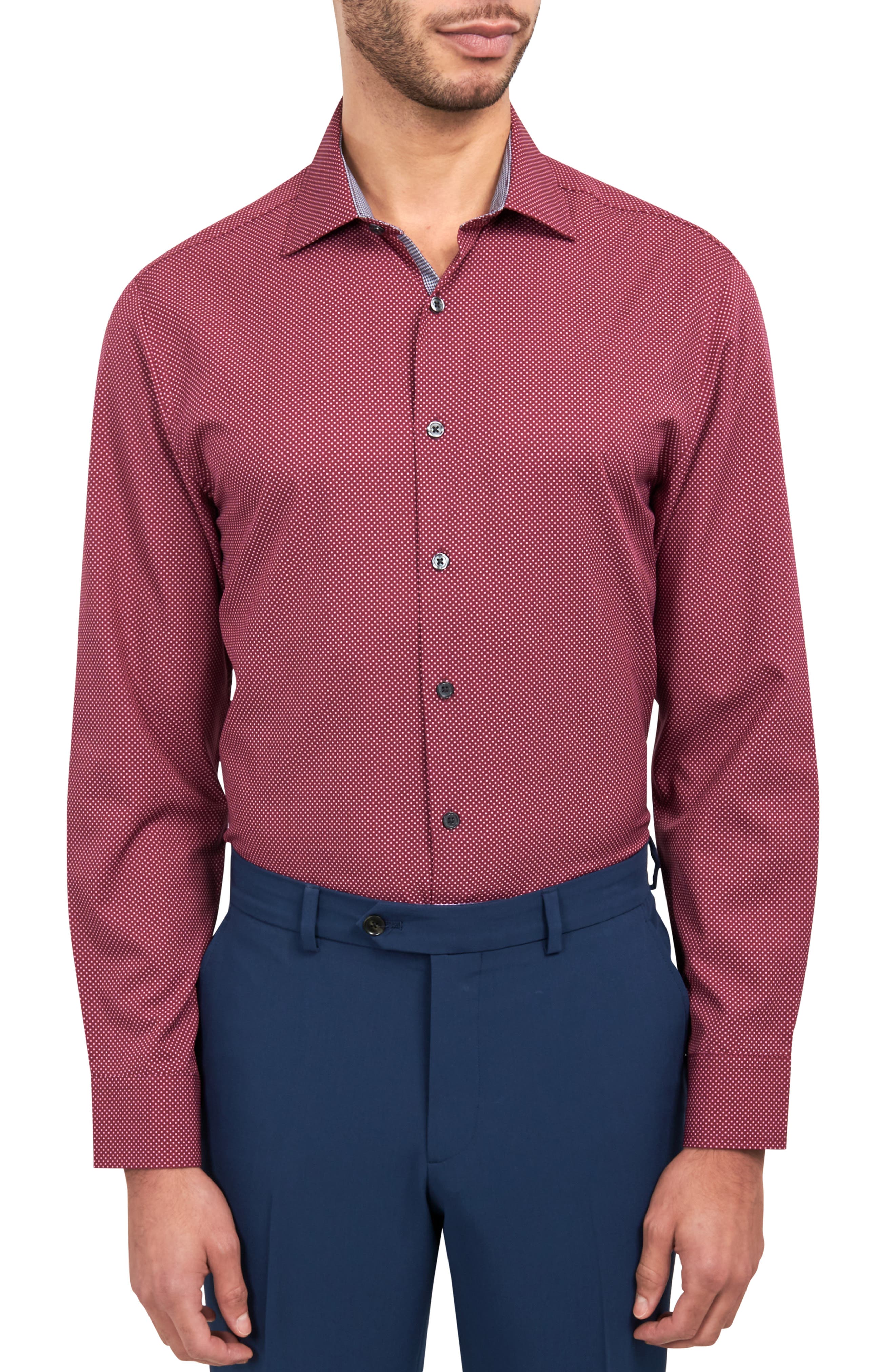 W.R.K Trim Fit Performance Stretch Dot Dress Shirt