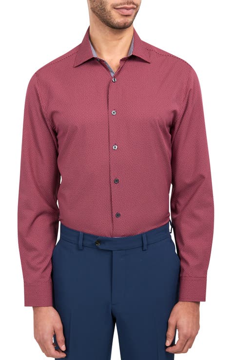 Trim Fit Performance Stretch Dot Dress Shirt