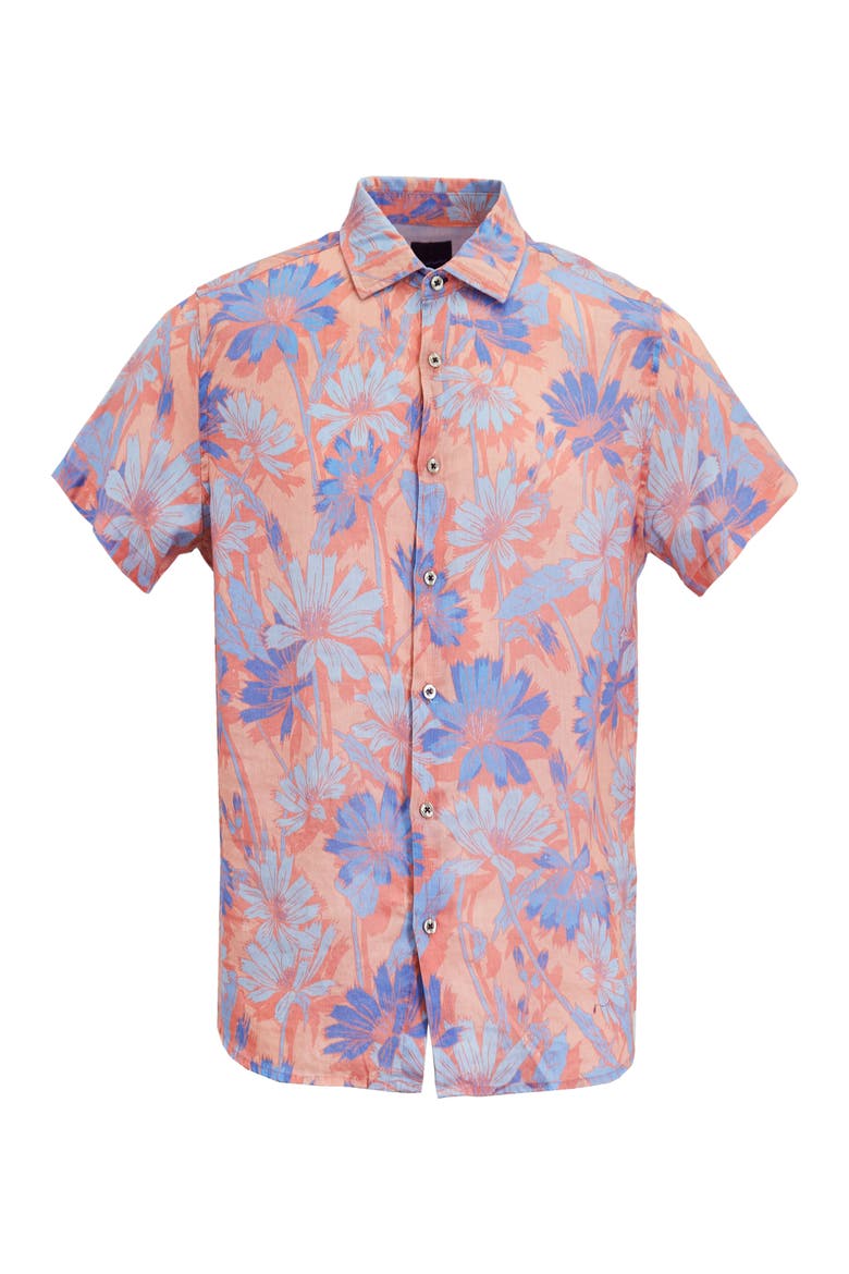 Uomo Springtime Short Sleeve Fine Linen Shirt, Alternate, color, SPRINGTIME PINK