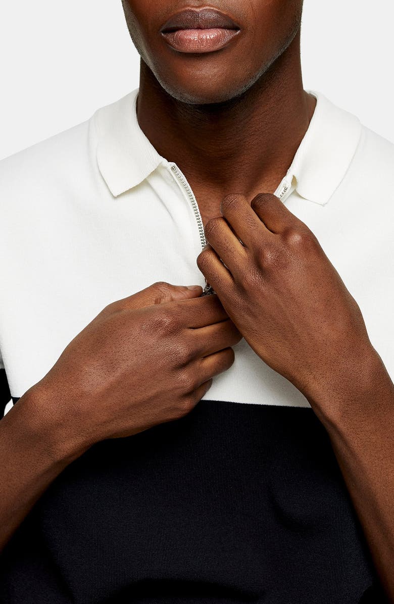 Topman Colorblock Polo Sweater, Alternate, color,
