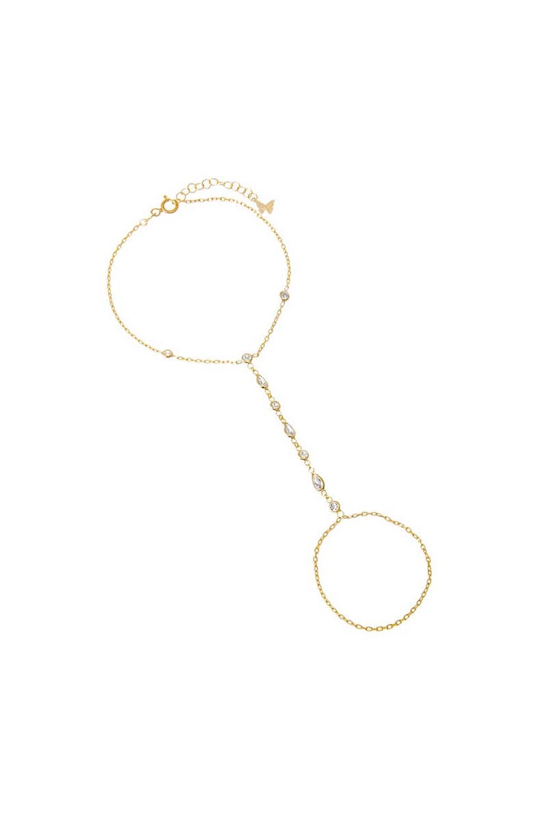 BY ADINA EDEN CZ Multi-Shape Stone Hand Chain Bracelet, Main, color, 