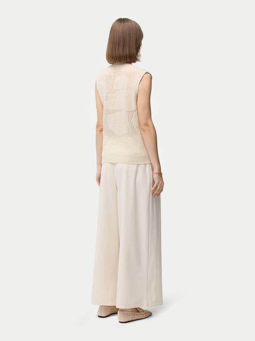 Gobi Mongolian Cashmere Mixed Pattern Cashmere Vest In Off White