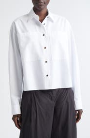 Lafayette 148 New York Boxy Crop Cotton Poplin Button-Up Shirt