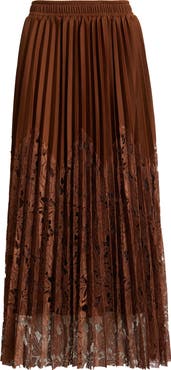 NIKKI LUND Sigrid Mixed Media Pleated Skirt