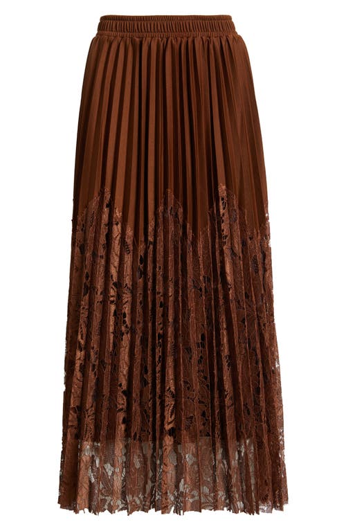 Nikki Lund Sigrid Mixed Media Pleated Skirt In Brown