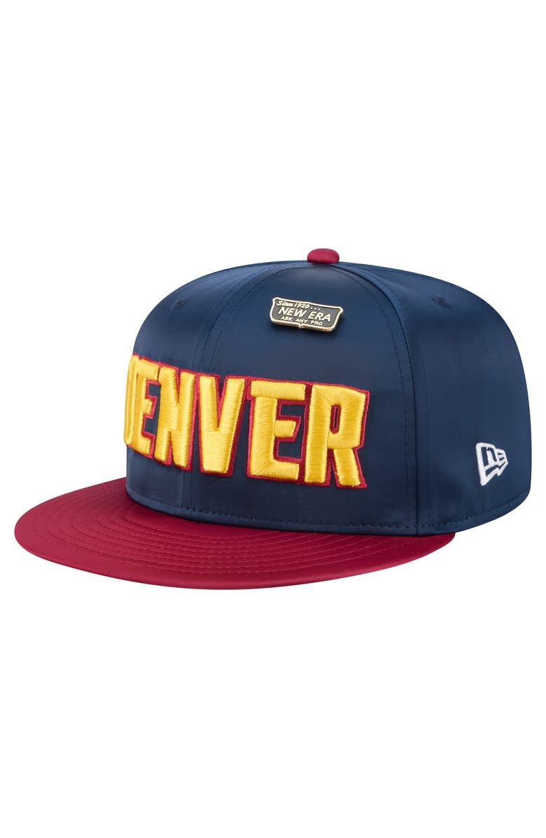 New Era Men's New Era  Navy/Red Denver Nuggets Throwback Satin Vintage Pin Two-Tone 59FIFTY Fitted Hat, Alternate, color, 