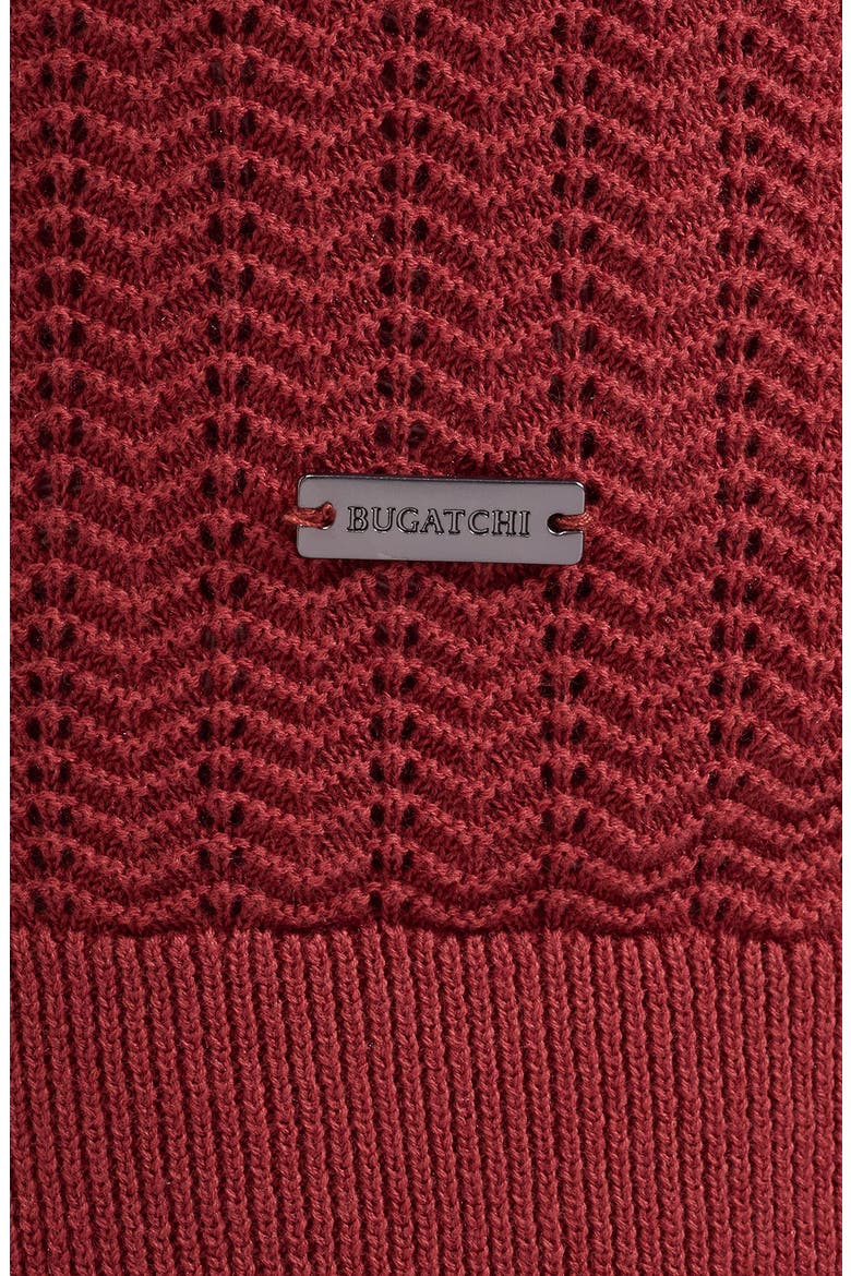 Pointelle Stitch Cotton & Silk Polo Sweater, Alternate, color, RIO RED