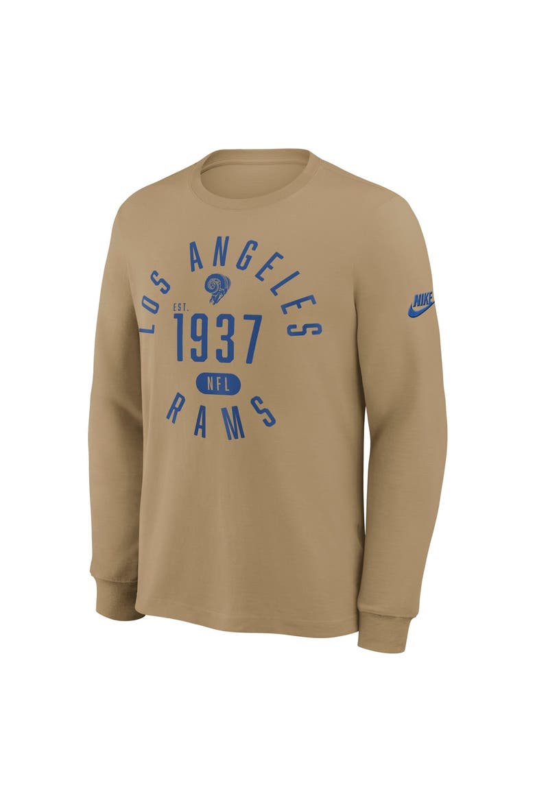 Men's Nike Tan Los Angeles Rams Blitz Package Rewind Slub Dri-FIT Long Sleeve T-Shirt, Alternate, color, Tan