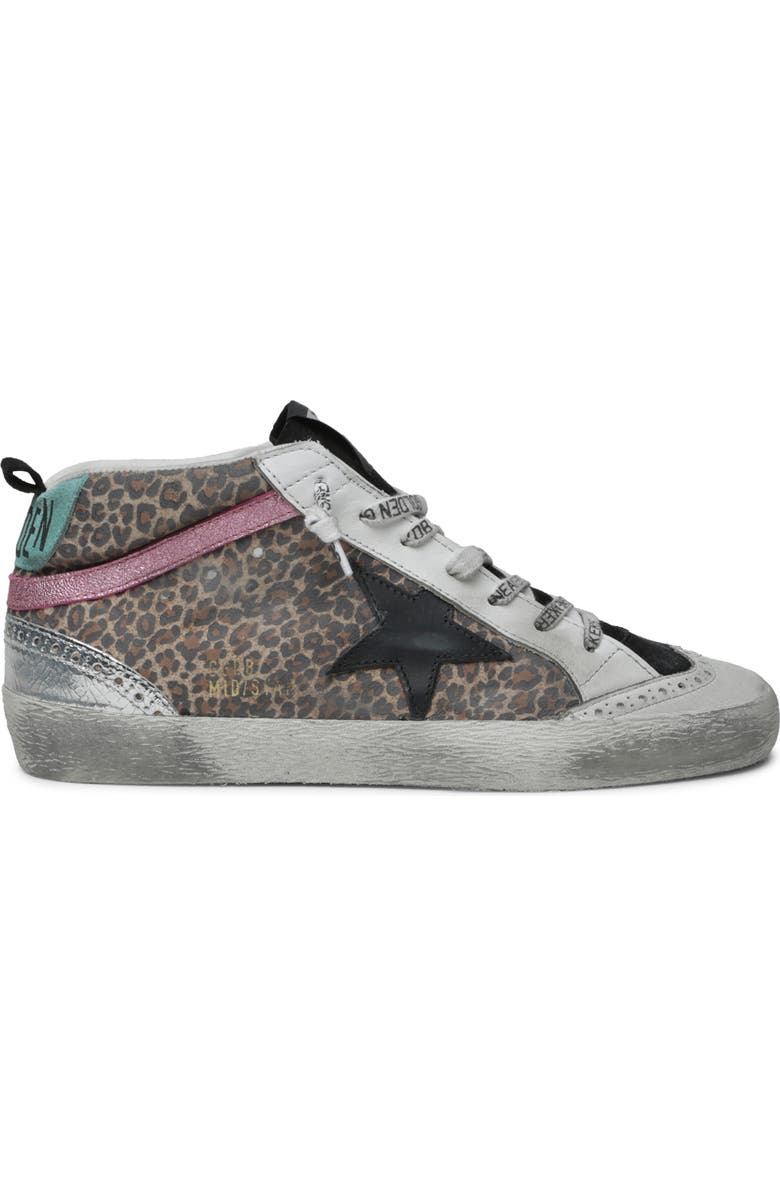Golden Goose Mid Star Leopard Print Sneaker, Main, color,
