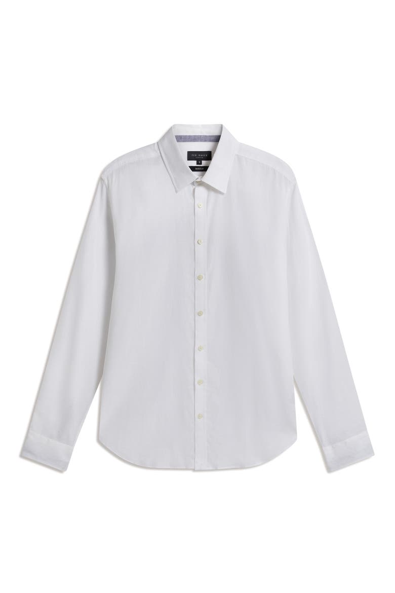 Prynn Regular Fit Linen & Cotton Button-Up Shirt, Alternate, color, WHITE