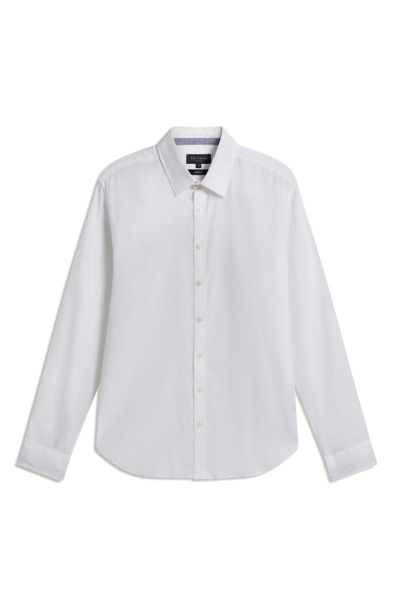 Ted Baker Prynn Regular Fit Linen & Cotton Button-Up Shirt, Alternate, color, White