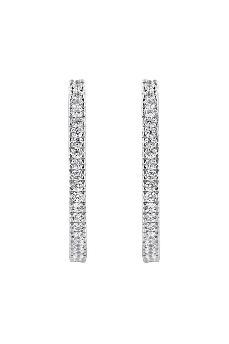 10KT White Gold 1 Ct Diamond Hoop Earrings, Alternate, color, White