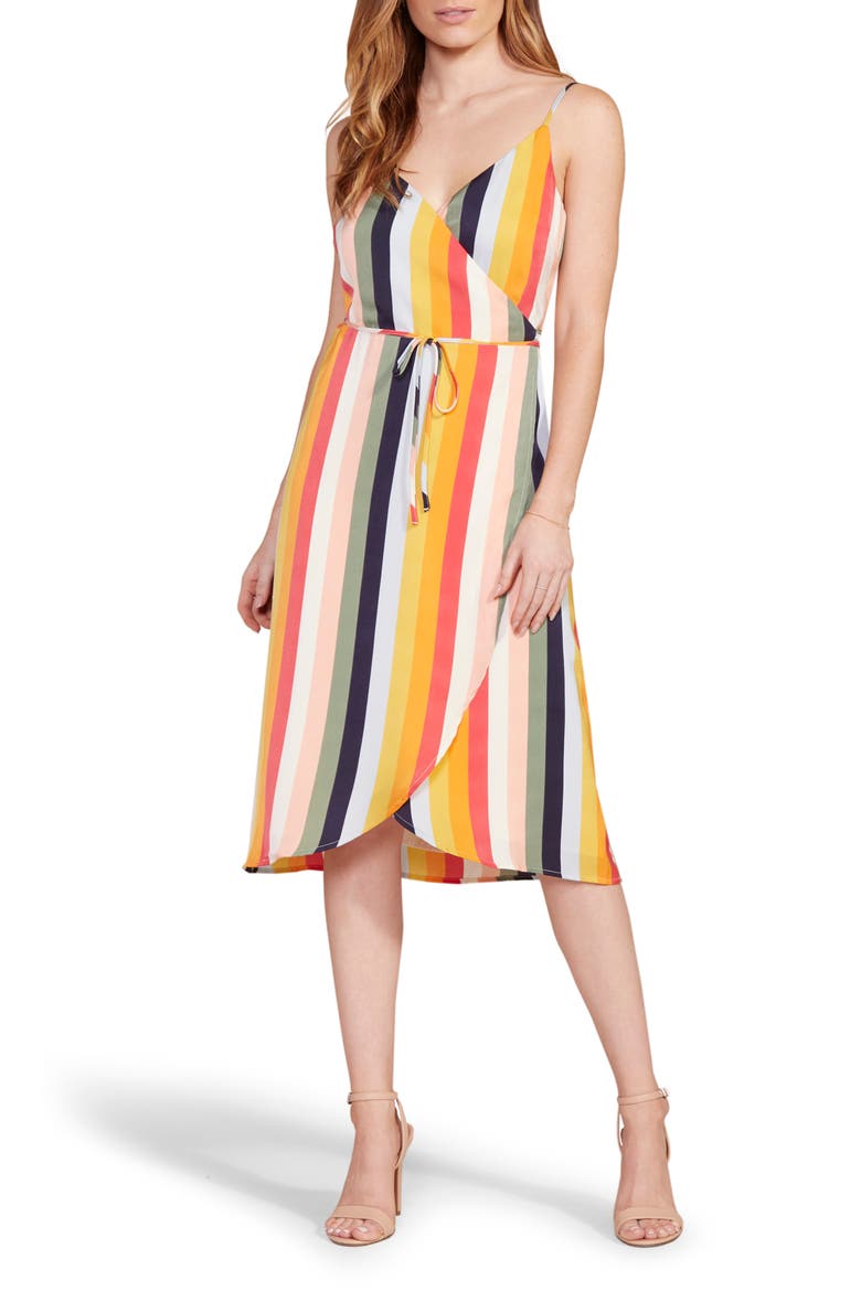 Stella Stripe Wrap Midi Dress, Main, color, MULTI