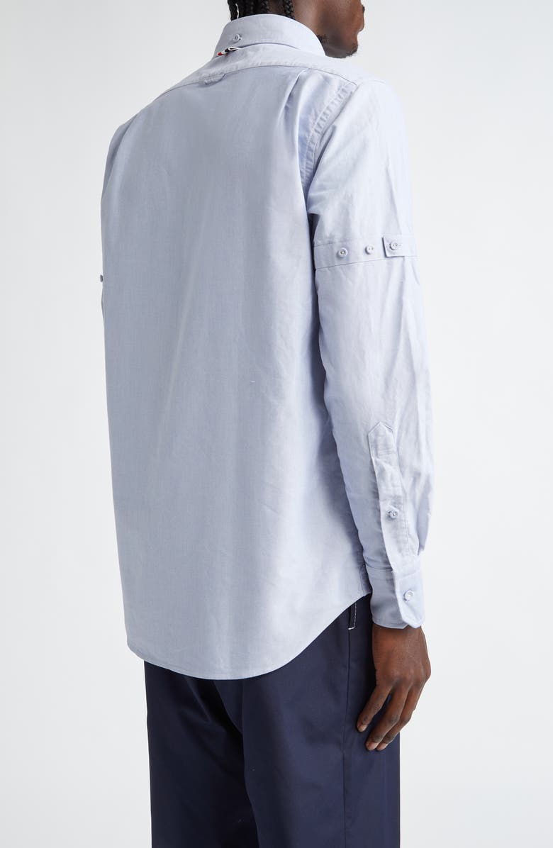 Thom Browne Straight Fit Cotton Oxford Button-Down Shirt, Alternate, color, Light Blue