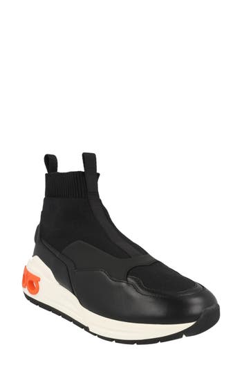 Ferragamo Cosma Knit High Top Sneaker In Black