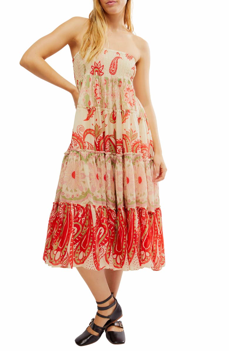 Free People Super Thrills Print Tiered Maxi Skirt, Alternate, color,