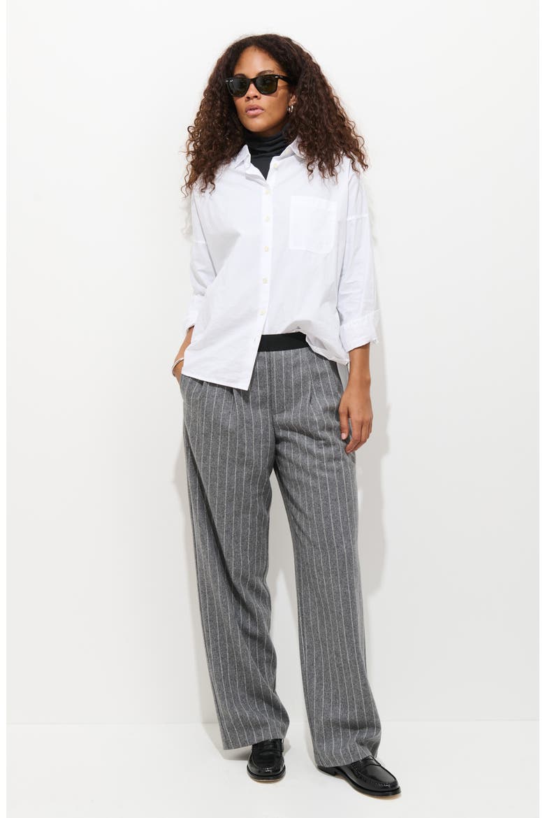 Primrose Pinstripe Pleated Wool Pull-On Trousers, Alternate, color, CHARCOAL CHALK STRIPE