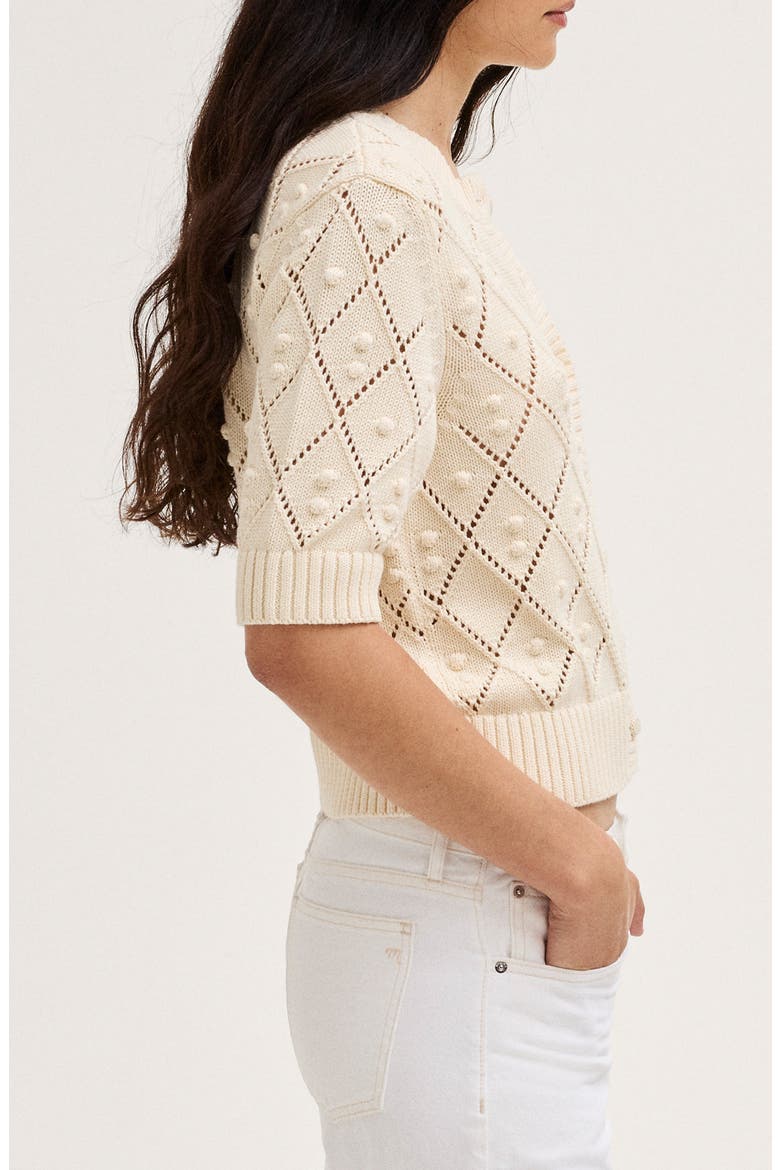 Bauble Pointelle Stitch Cardigan, Alternate, color, CANVAS