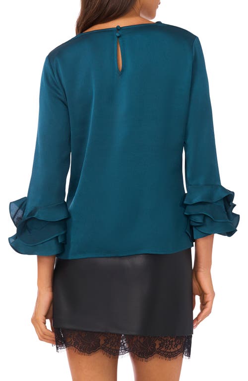 Vince Camuto Tiered Ruffle Sleeve Satin Top In Blue