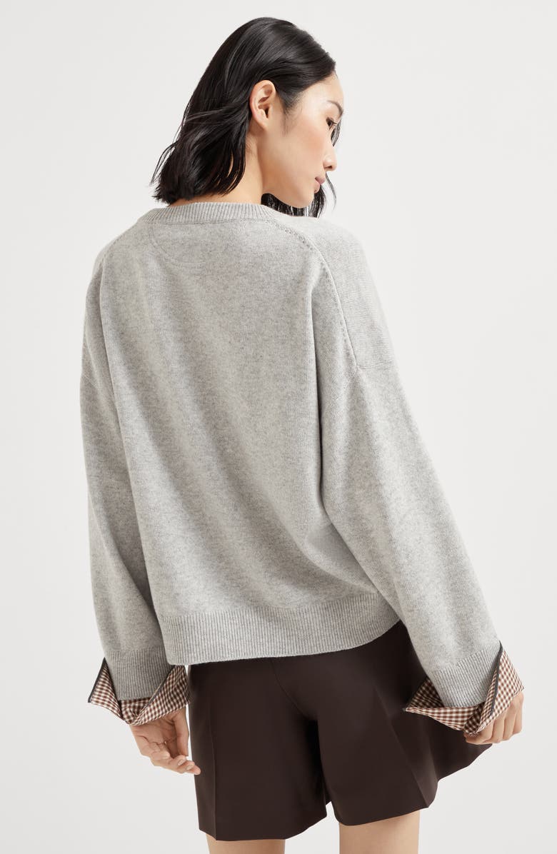 Brunello Cucinelli Cashmere sweater with monili, Alternate, color, Pebble