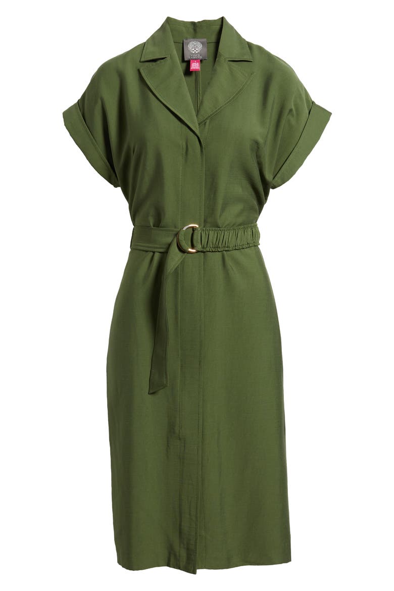 Belted Woven Midi Shirtdress, Alternate, color, OLIVE