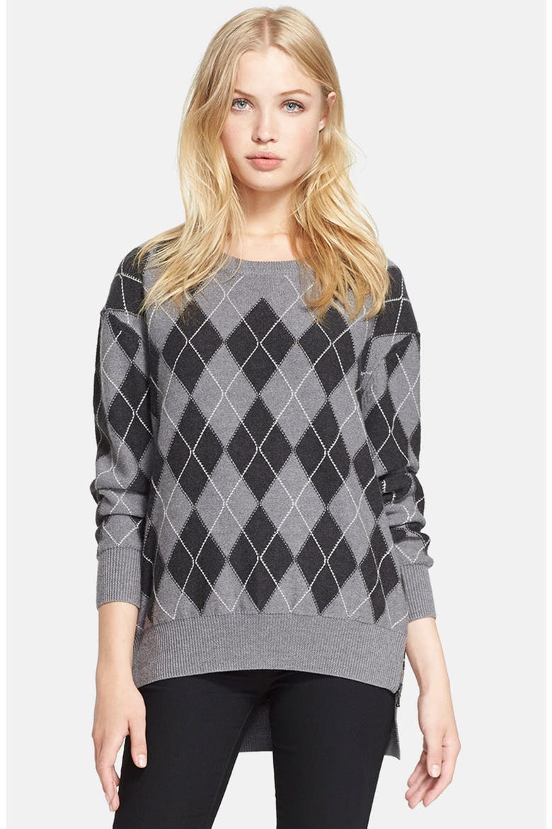 Merino Wool Argyle Sweater, Main, color, CHARCOAL