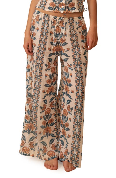 Winona Floral Wide Leg Cotton Cover-Up Pants