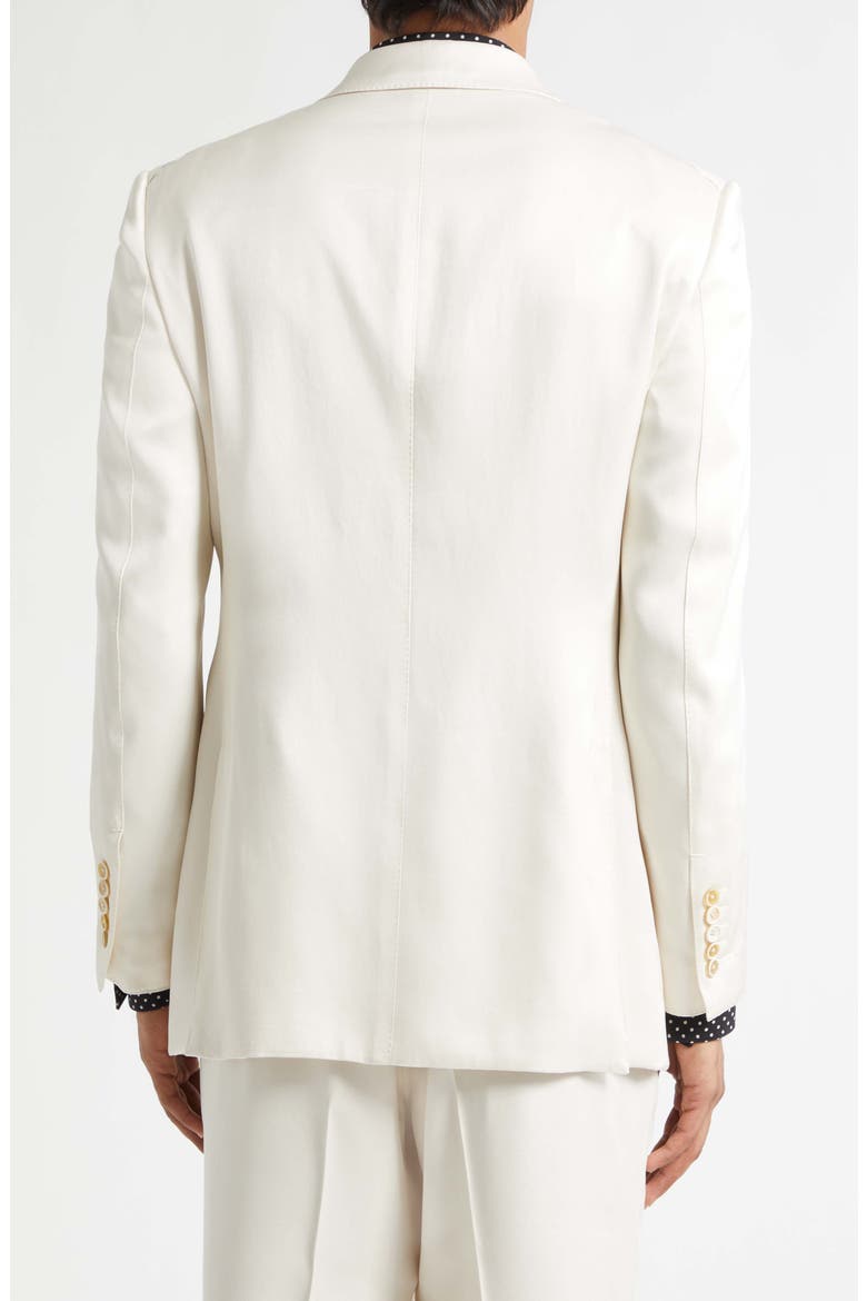 Double Breasted Silk Peached Gabardine Jacket, Alternate, color, IVORY