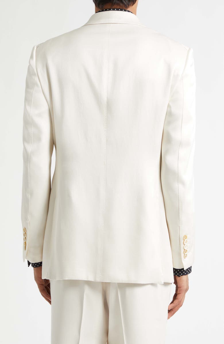 TOM FORD Double Breasted Silk Peached Gabardine Jacket, Alternate, color, Ivory