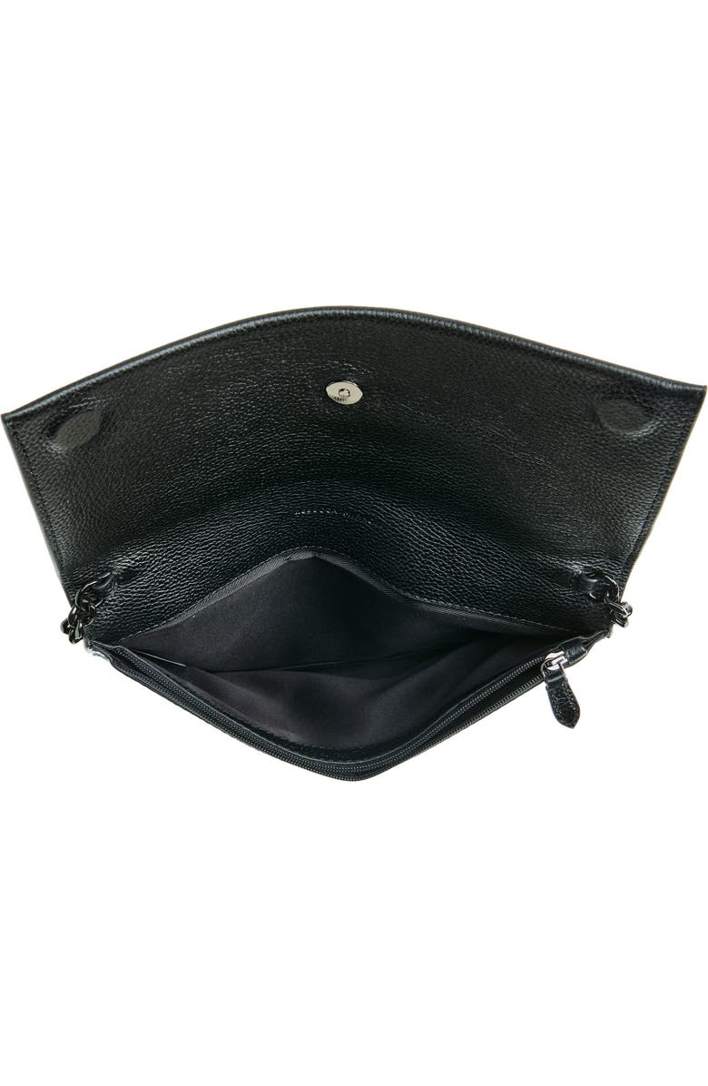 Rebecca Minkoff Lou Flap Pebbled Leather Clutch, Alternate, color, Black