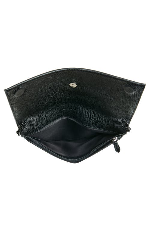 Rebecca Minkoff Lou Flap Pebbled Leather Clutch In Black