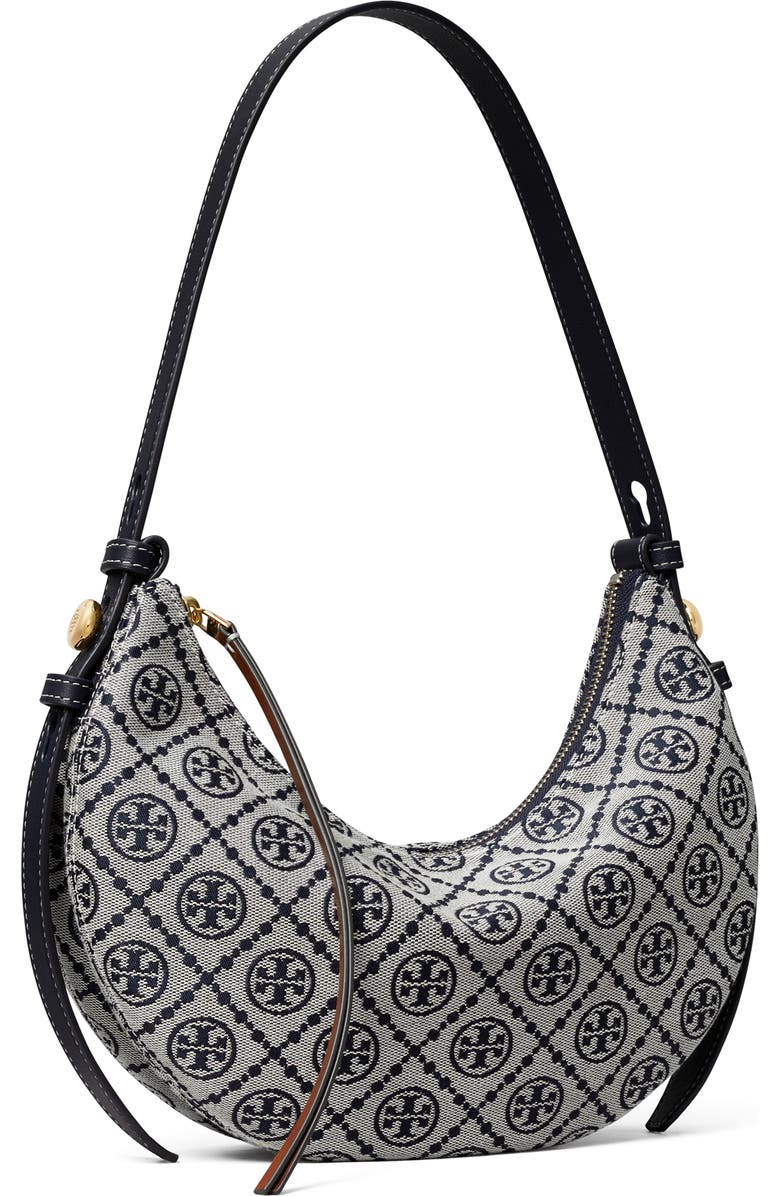 Tory Burch Romy T Monogram Half Moon Shoulder Bag, Alternate, color, Tory Navy