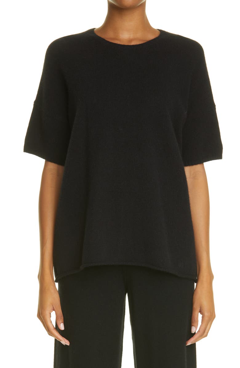 LOULOU DE SAISON Loulou Studio Izaro Oversize Wool Blend Short Sleeve Sweater, Main, color, 