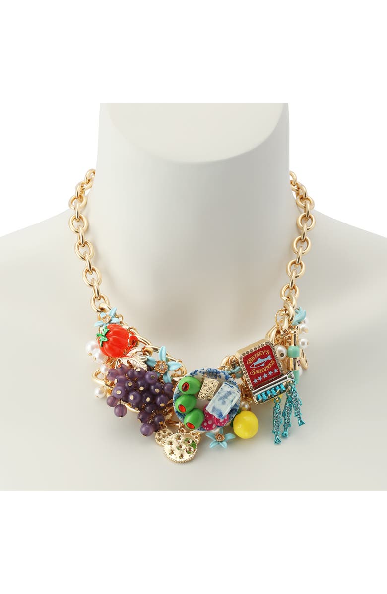 Betsey Johnson Charcuterie Bauble Frontal Necklace, Alternate, color, 