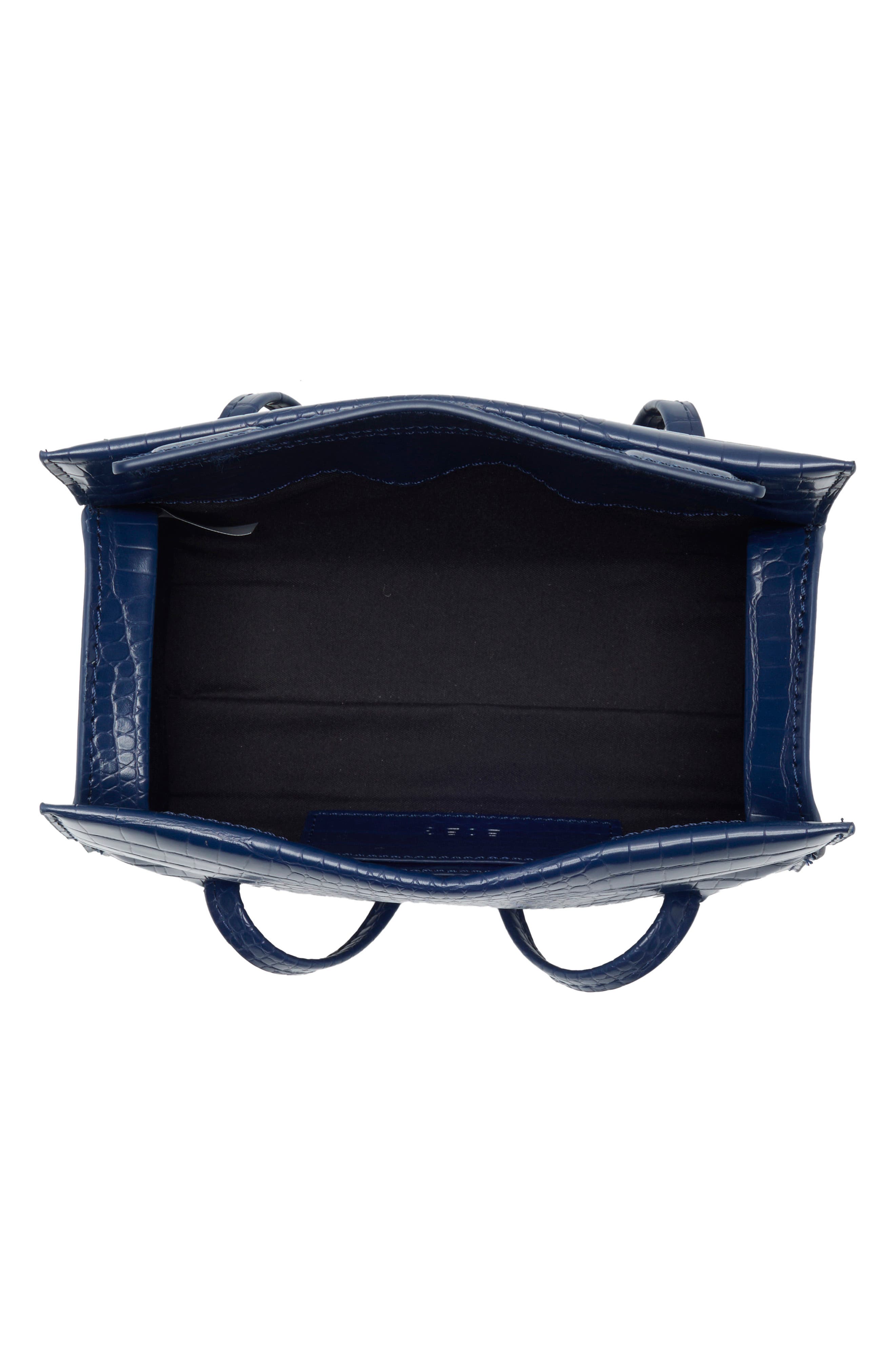 Mini Croc Embossed Faux Leather Barrel Bag, Alternate, color, DEEP NAVY
