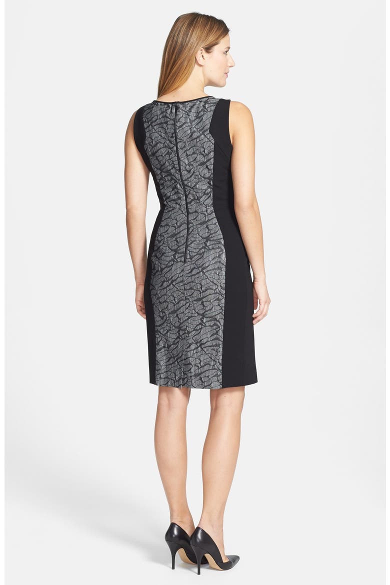 'Spector' Lace & Ponte Sheath Dress, Alternate, color, BLACK- LACE STRIPE COMBO