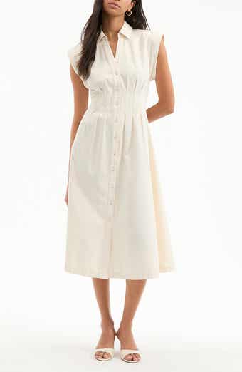 Veronica Beard Ruben Cap Sleeve Cotton Midi Shirtdress