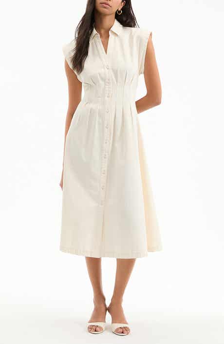 Veronica Beard Ruben Cap Sleeve Cotton Midi Shirtdress