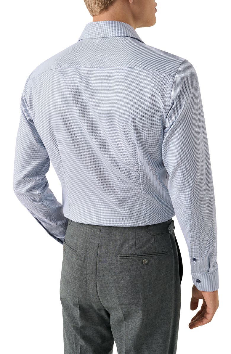 Eton Contemporary Fit Micropattern Crease Resistant Cotton Dobby Dress Shirt, Alternate, color, Navy