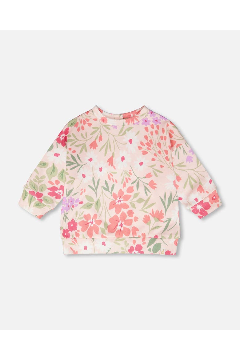 French Terry Printed Flowers Sweatshirt, Main, color, Pink Printed Flowers