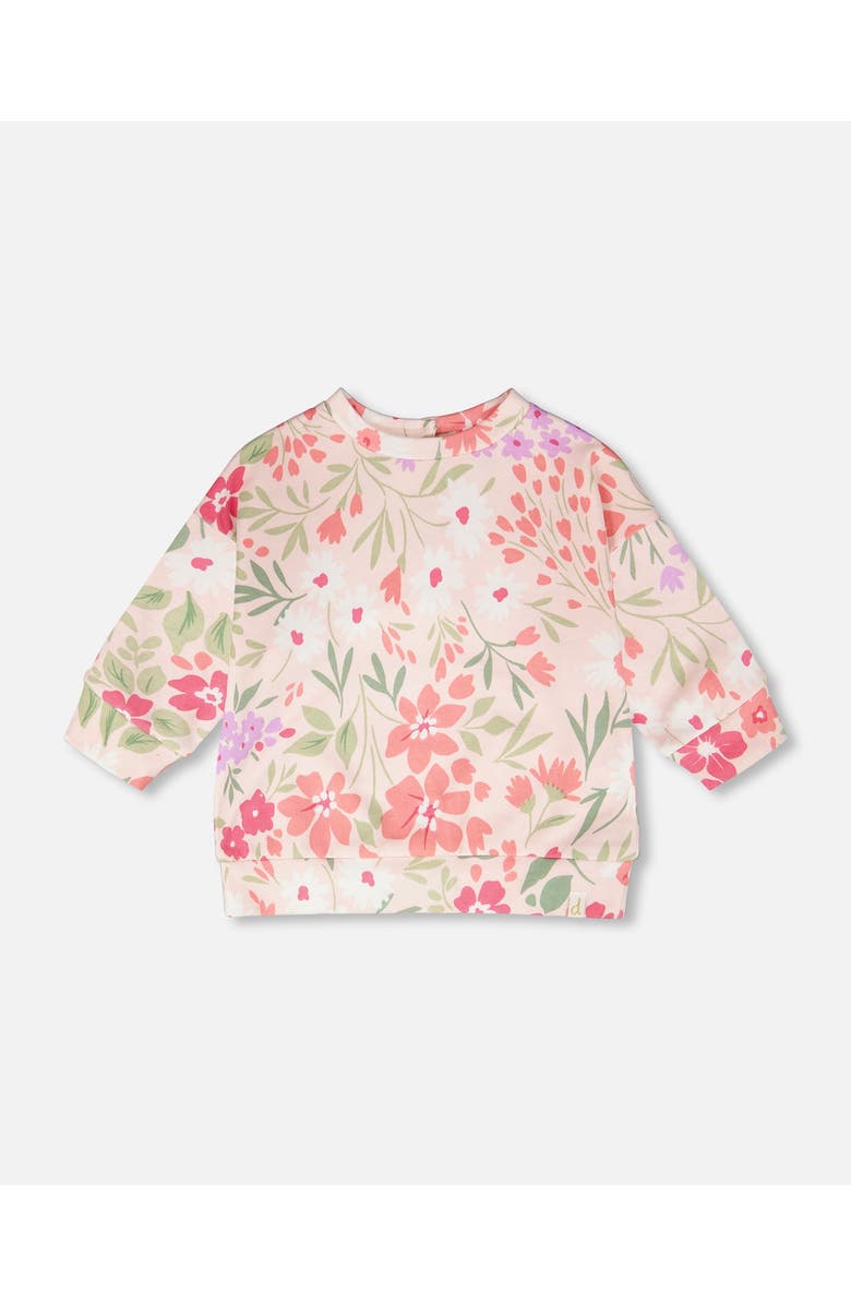 Deux par Deux French Terry Flowers Sweatshirt, Main, color, Pink Printed Flowers