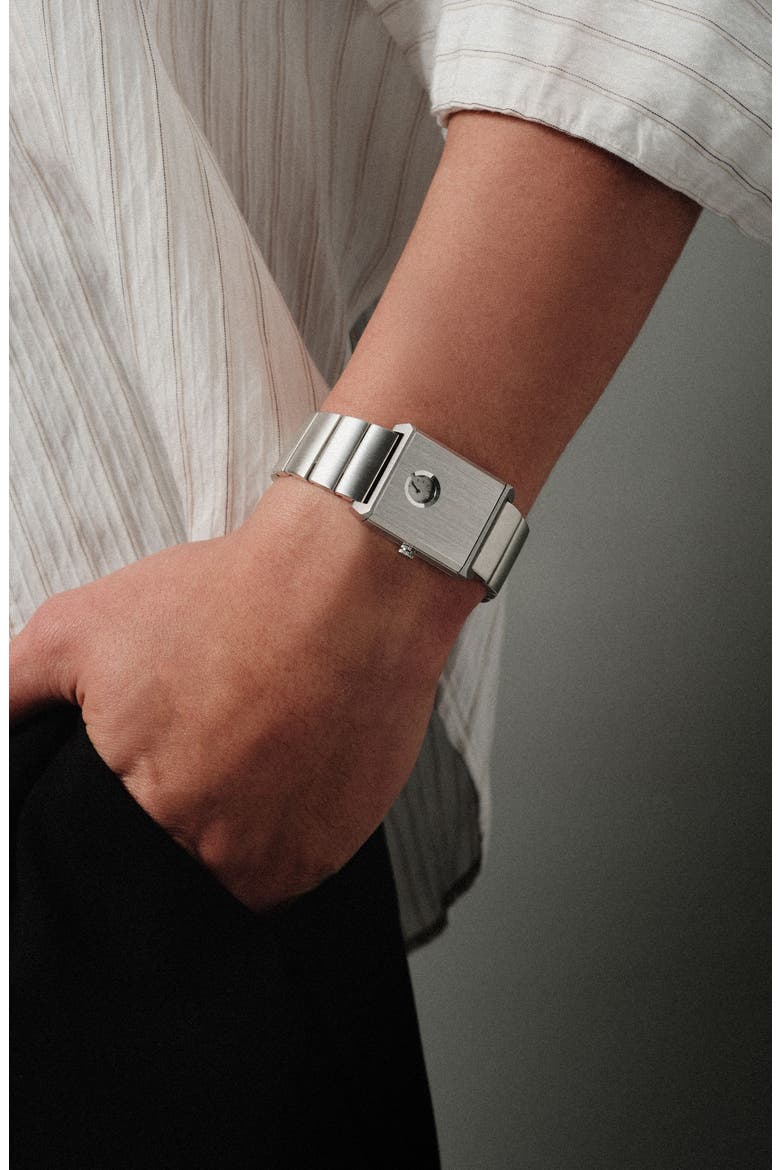 Pulse Locket Tank Bracelet Watch, 26mm x 30mm, Alternate, color, SILVER